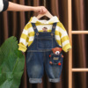 Spring overall for boys for leisure, trousers for early age, cartoon autumn thermal underwear, clothing, set, 0-5 years, western style