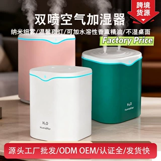 跨境爆款2L双喷加湿器 usb桌面静音卧室家用大容量大喷雾加湿器