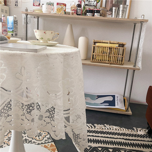 WBZ7*Beautiful Little Aunt* ins white lace tablecloth simple coffee table tablecloth background cloth sofa back