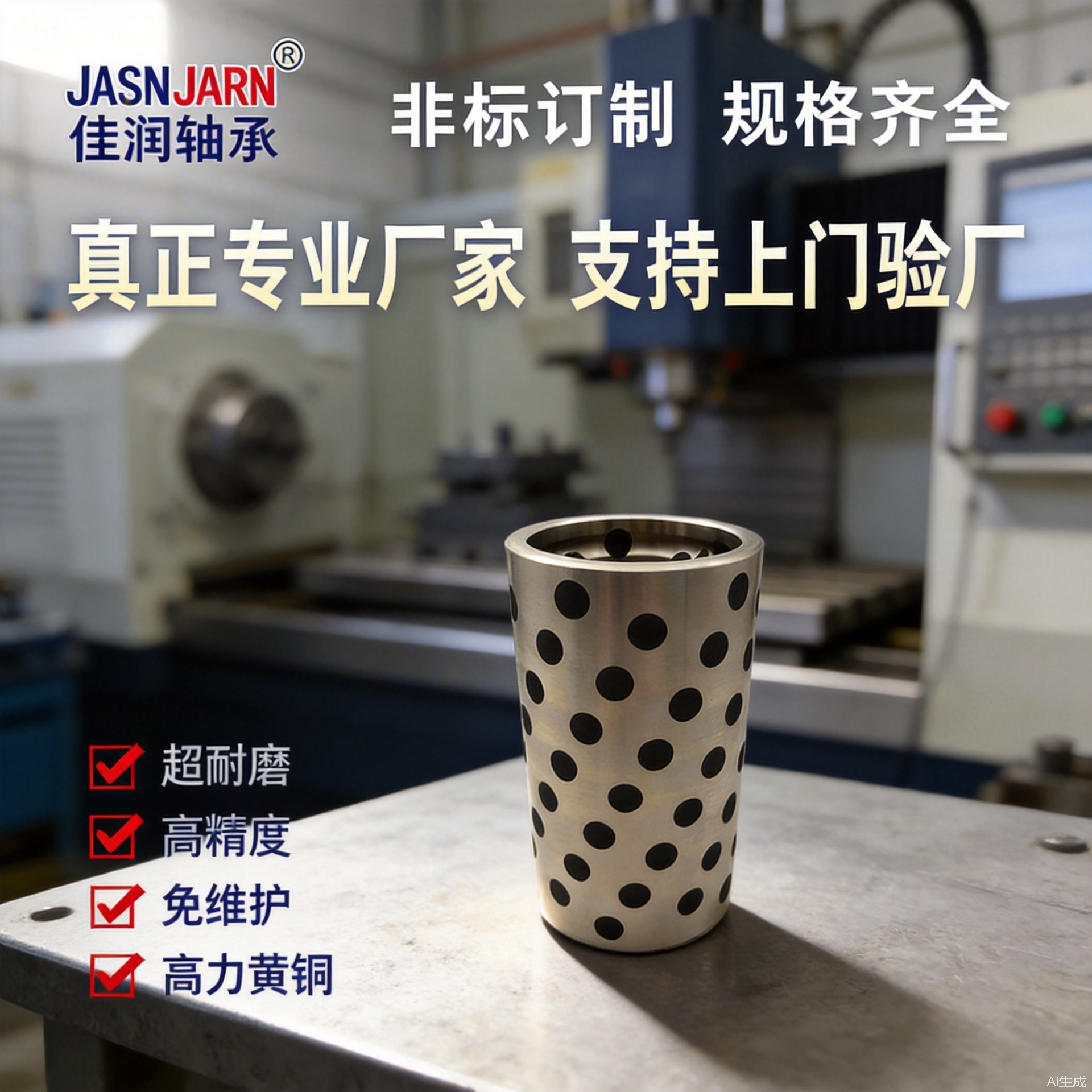 JDB石墨铜套自润滑轴承套 无油衬套导套 耐磨无油自润滑滑动轴承