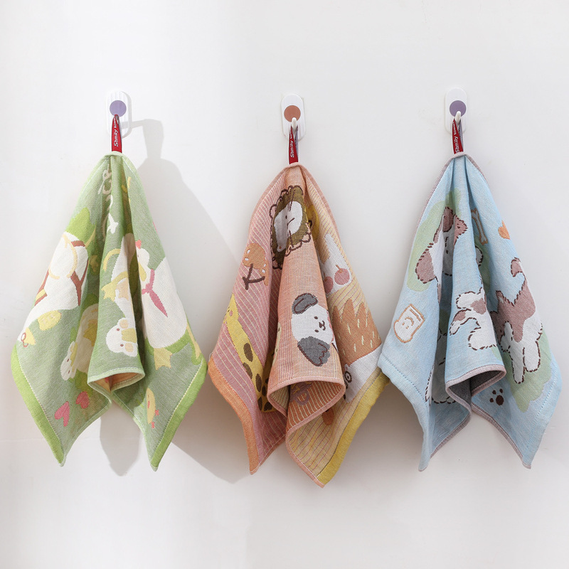 Gauze cotton children's towel cotton yarn face towel hanging towel hand towel adult cotton printed children's towel wholesale