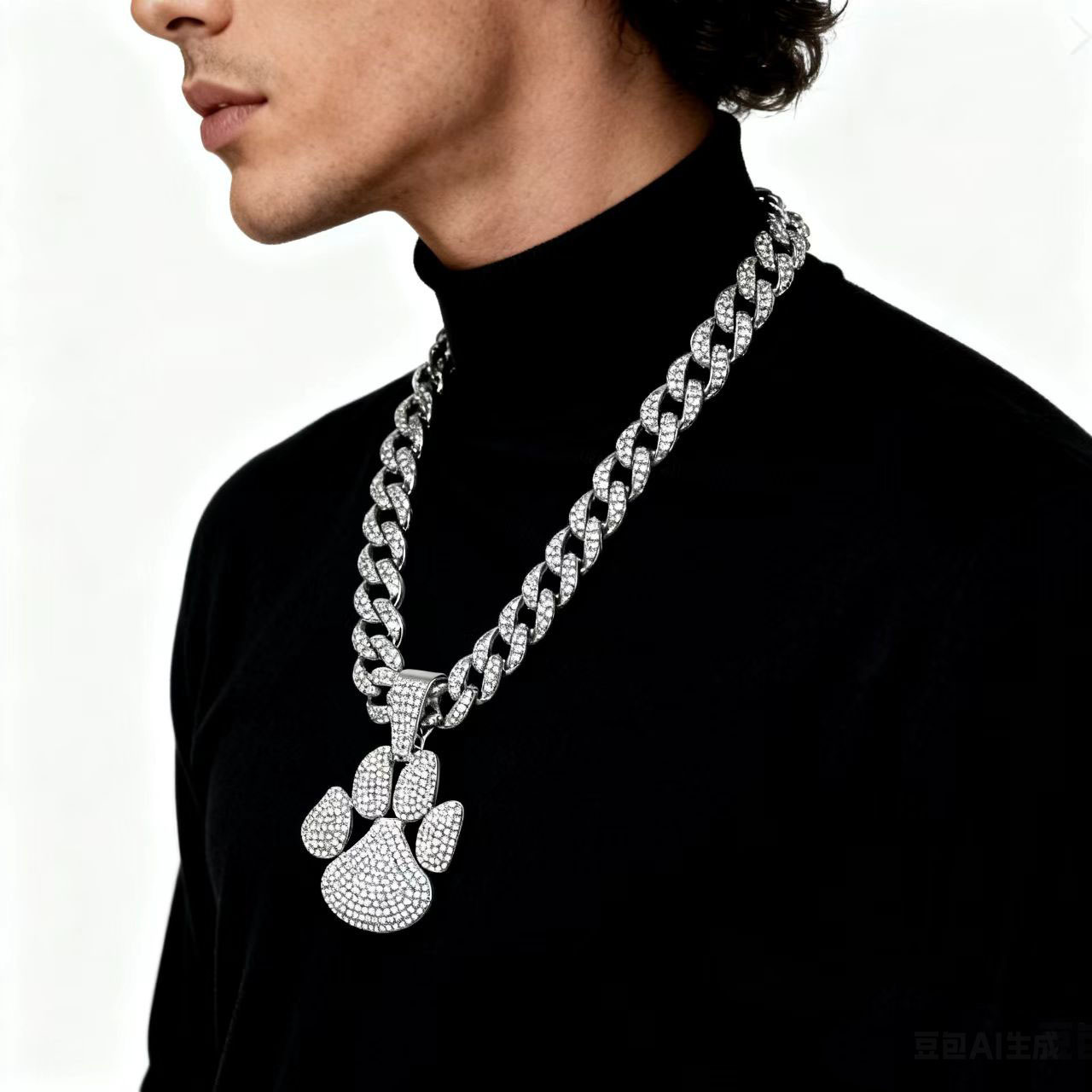 Europa y los Estados Unidos nicho nuevo colgante bolso calles hip hop lleno de diamantes símbolos de personalidad bolso collar cubano fábrica personalizada