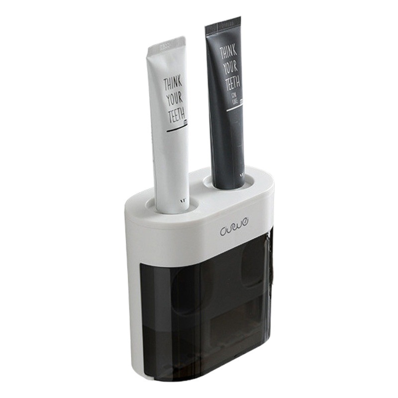 En stock venta al por mayor cepillo de dientes rack Punch-libre montado en la pared hogar Baño creativo automático pasta de dientes exprimidor