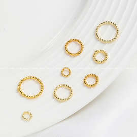 保色铜镀18K真金麻花开口圈14K螺纹闭口圈diy饰品连接环配件首饰