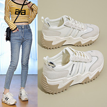 韩版老爹鞋女2025新款春季时尚内增高休闲鞋厚底拼色透气运动鞋潮