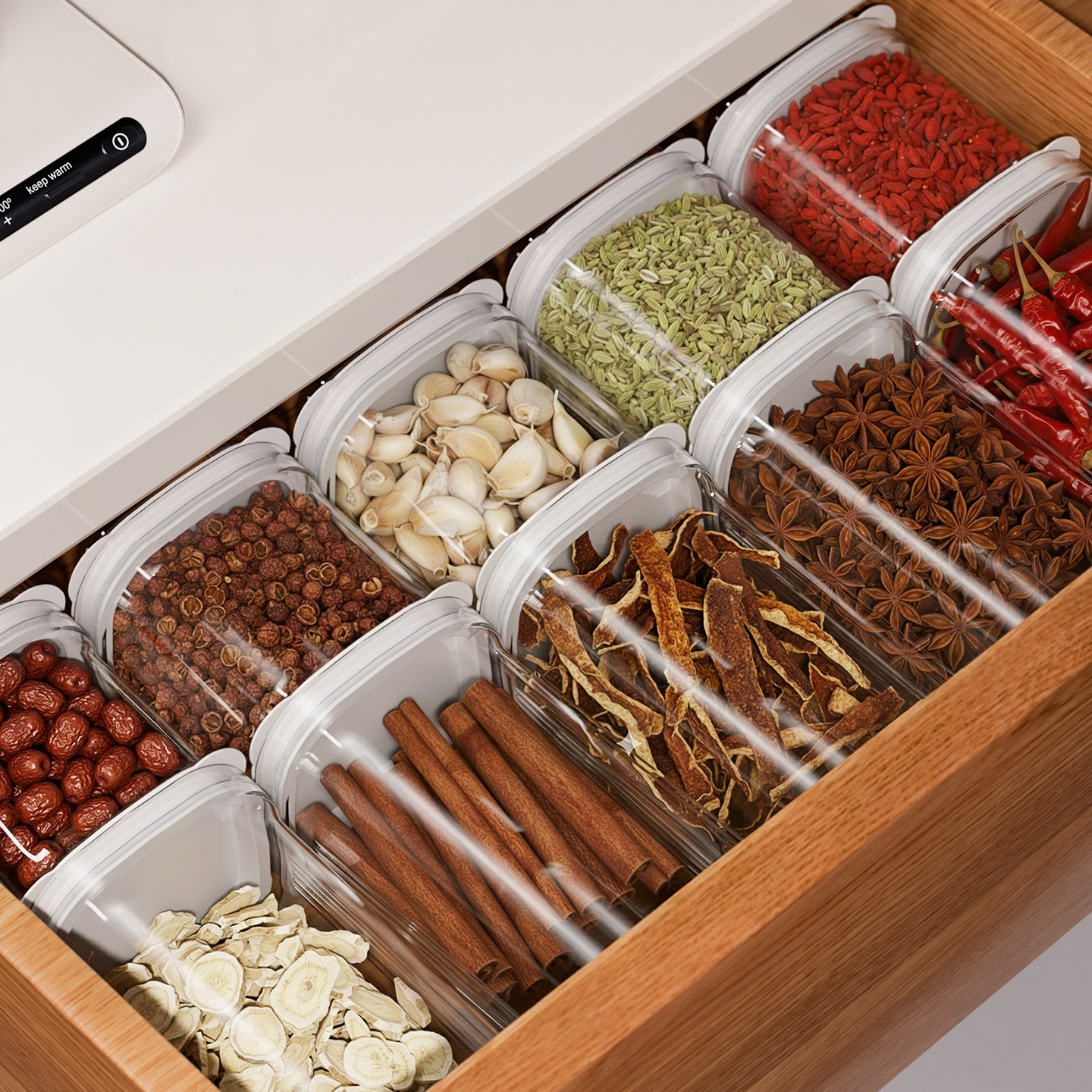 Tanque de sellado granos de cocina almacenamiento de grano de grano caja de plástico transparente de grado alimenticio bocadillos productos secos tanque de almacenamiento de té