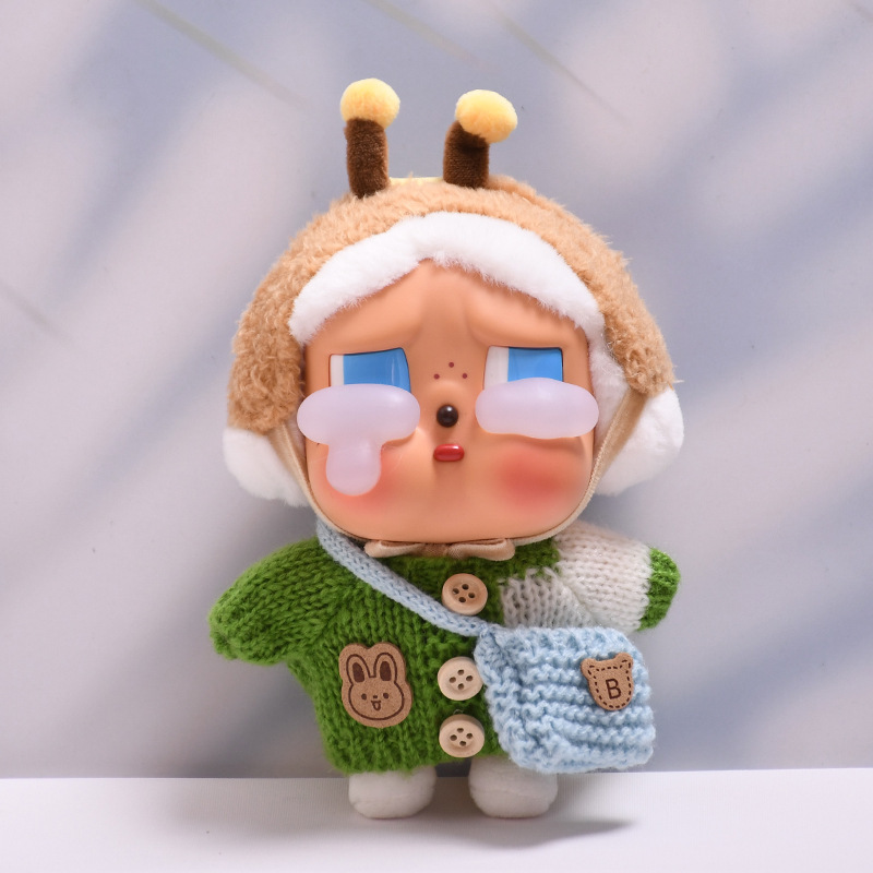 仅娃衣】哭娃眼泪工厂搪胶脸毛绒盲盒玩偶CRYBABY纽扣毛衣娃衣服|undefined