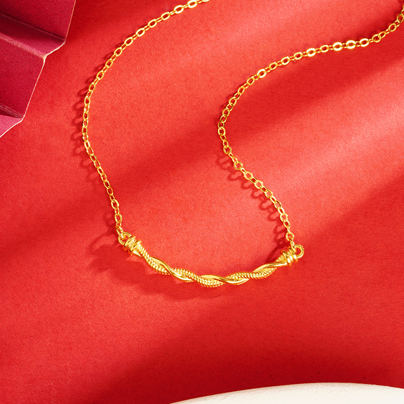 2024 nuevo collar de giro de oro estilo simple todo a juego popular luz lujo nicho diseño niña pequeño libro rojo todo a juego