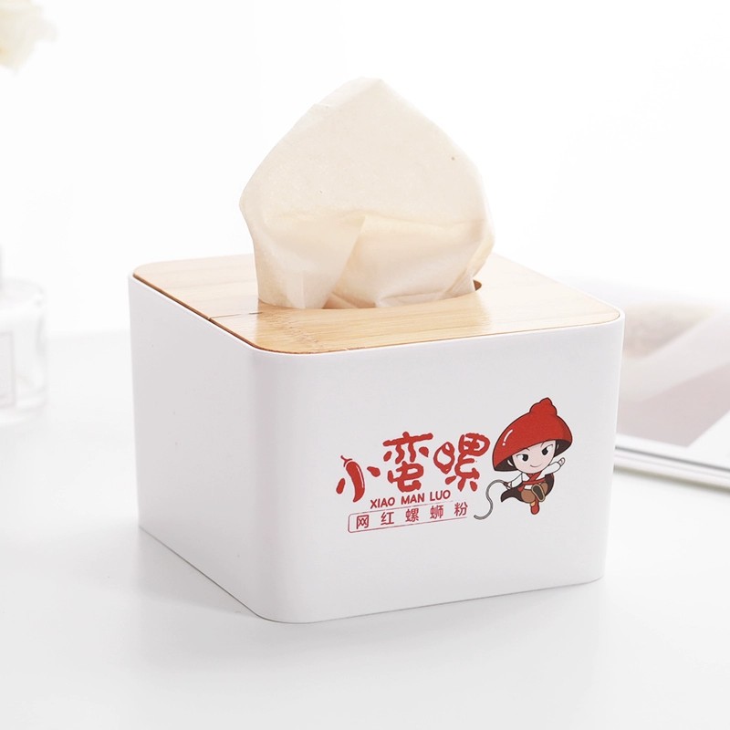 Caja de toallas de bambú cubierta de madera Caja de publicidad de regalo Caja de extracción de papel Restaurante Hotel Hotel Oficina Empresa Personalizada Almacenamiento impermeable