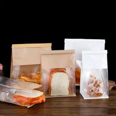 Toast bag, bread packaging bag, wire curling edge, transparent window, kraft paper three-dimensional bag, baking cake, sesame potato bag