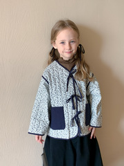 韓國童裝2023秋冬新款小女孩洋氣復古棉衣女童時尚碎花棉服外套