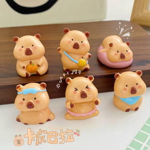 Creative Cute Capybara Small Doll DIY Resin Accessories Car Office Desktop Small Ornaments