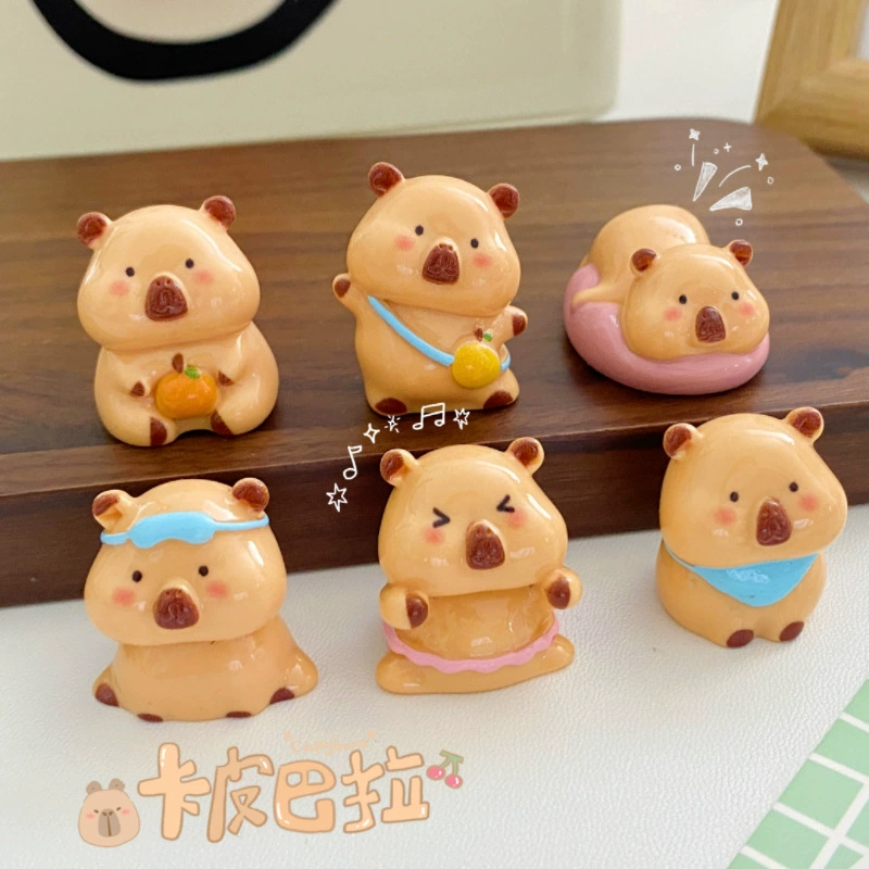 Милая фигурка капибары, аксессуары из смолы для самостоятельного изготовления, украшение для автомобиля, офиса, рабочего стола, небольшой подарок