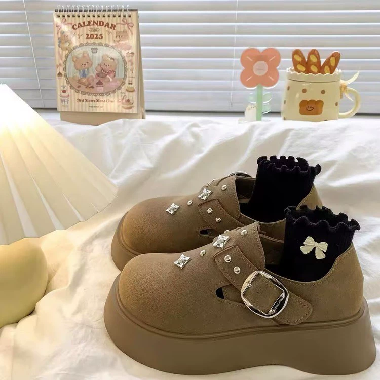 Универсальные ретро-туфли Birkenstock для женщин 2025 года, новинка: толстая подошва из бисквита, увеличивающая рост, и повседневная обувь