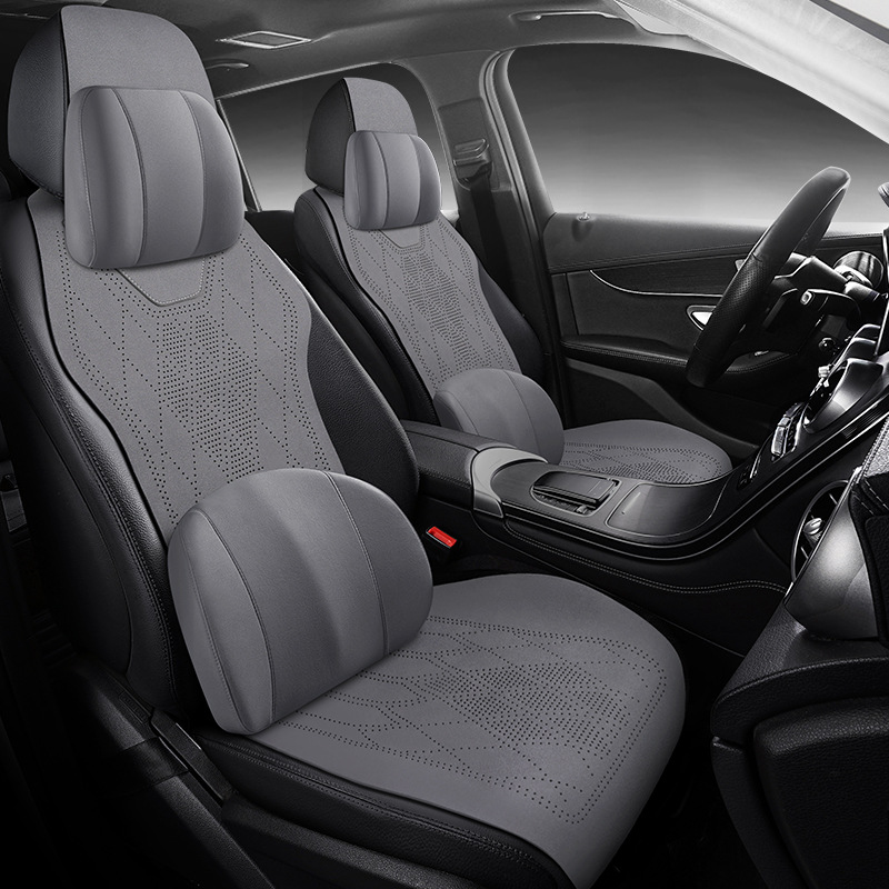 Car Seat Cushion, Universal for All Seasons, Breathable Suede Leather, High-End Saddle Cushion, Suede Perforated Seat Cover, Winter Small Waist