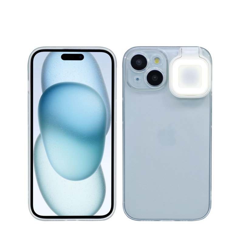 2025年新型16promaxフルカバー透明補光ライト付きスマホケース、Apple 17用美顔ライトソフトケース|undefined