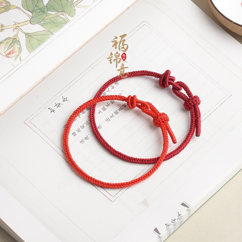 Red String Bracelet for the Year of Birth, Hand-Woven with Eight-Strand Vajra Knot, Adjustable Double Knot Bracelet for Men and Women, Wholesale