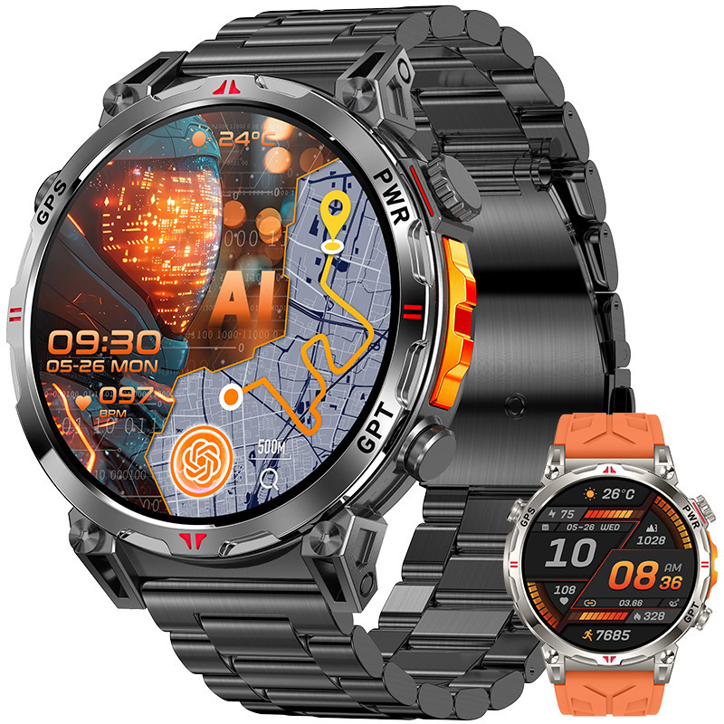 Kc93 Smart Watch Gps Positioning Large Screen Multi-Function Health Monitoring Wearable Watch Chatgpt Sports Heart Rate
