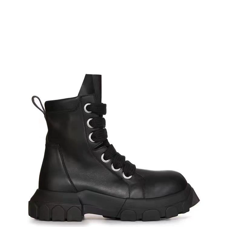 Мужские ботинки из натуральной кожи, европейский и американский стиль, весна-лето 2024, короткие ботинки, модные, прозрачные, повседневные, на толстой подошве, до середины икры.