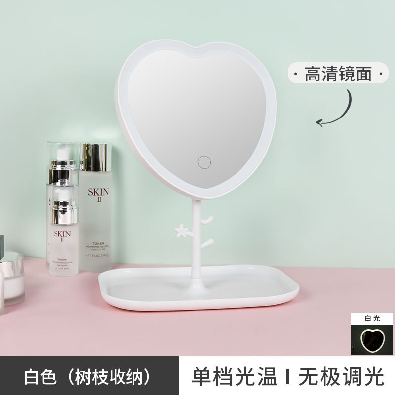 三色化粧鏡メーカー直供振音網赤led灯付き学生女子補光寮デスクトップ鏡