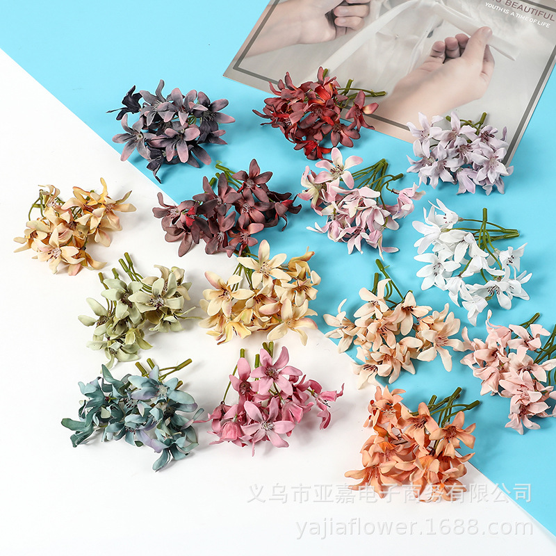 조화 인조꽃 DIY 재료 반제품 8.5cm 꽃다발 꽃 고급스러운 사실감 있는 인조꽃 장식