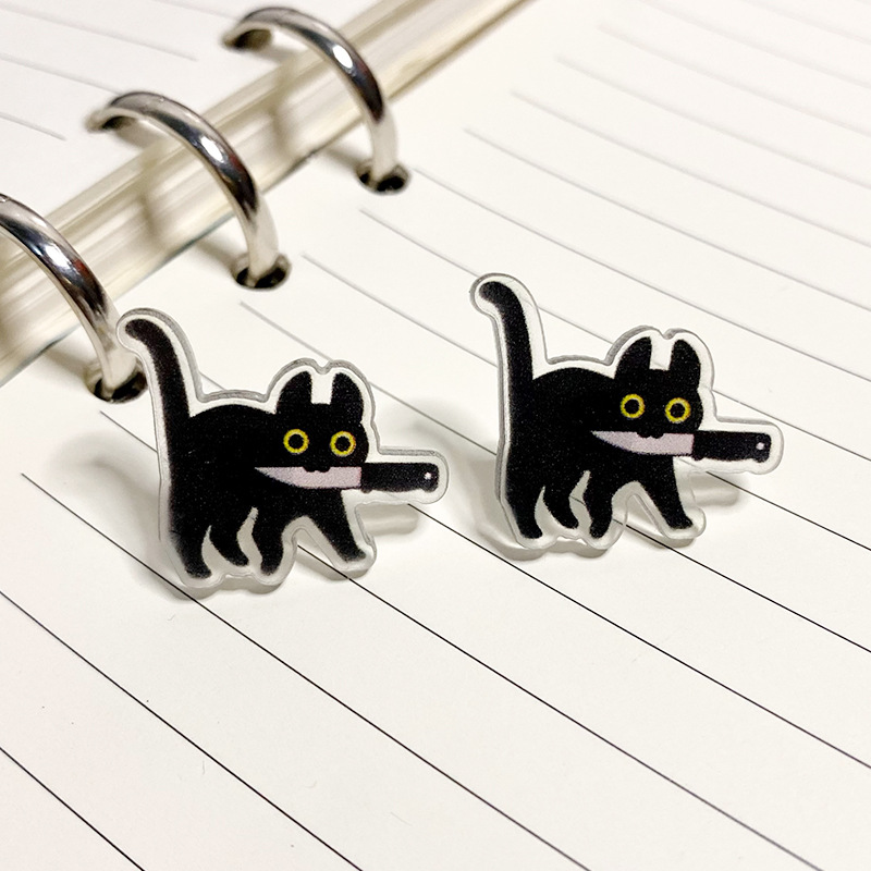 1 Pair Cute Funny Knife Cat Arylic Ear Studs display picture 3