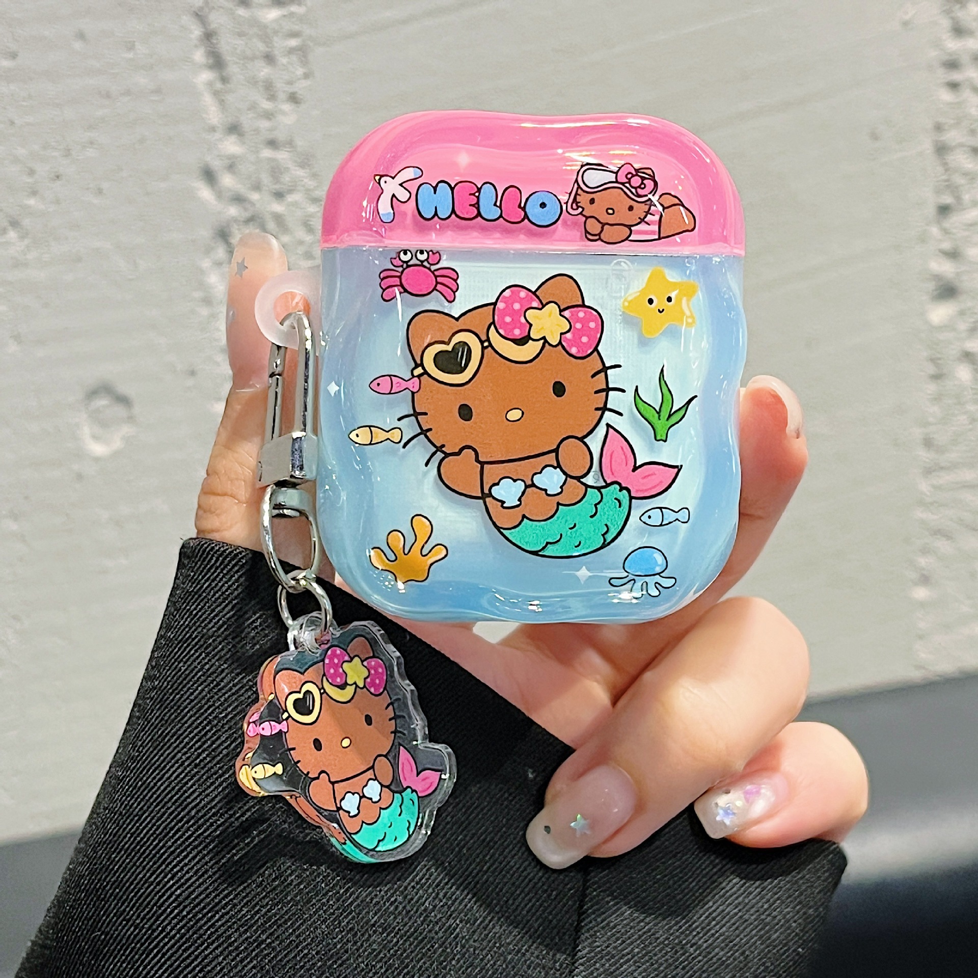 Cuerpo de auriculares IMD Kitty Mermaid para AirPodsPro Cuerpo de auriculares Bluetooth AirPods3 / 4 generación a prueba de caídas