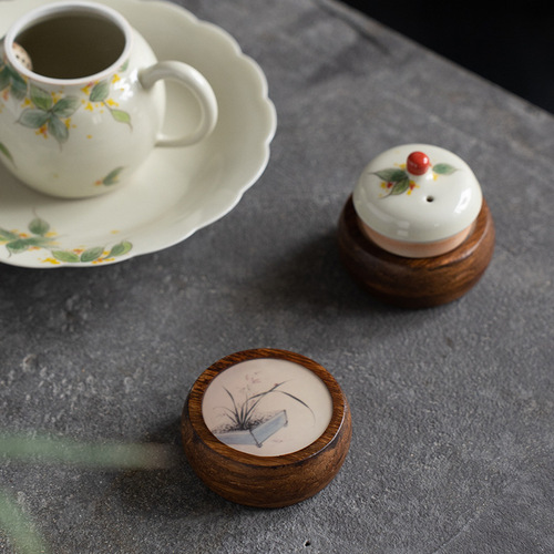Heavy bamboo drop plastic cover Kung Fu tea set tea with teapot lid holder bowl lid holder tea mat Kung Fu small ornaments