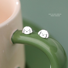 萌宠小狗耳钉女999纯银韩版时尚可爱ins新款卡通动物小巧足银耳饰