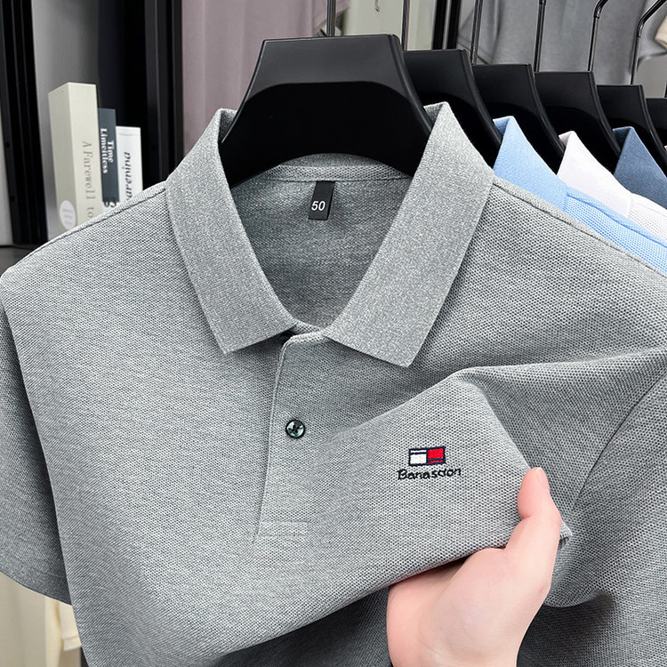 100% Cotton Short-Sleeved T-Shirt Men's Lapel Half-Sleeved Polo Shirt Summer Casual Top T-Shirt Embroidered Clothes for Men