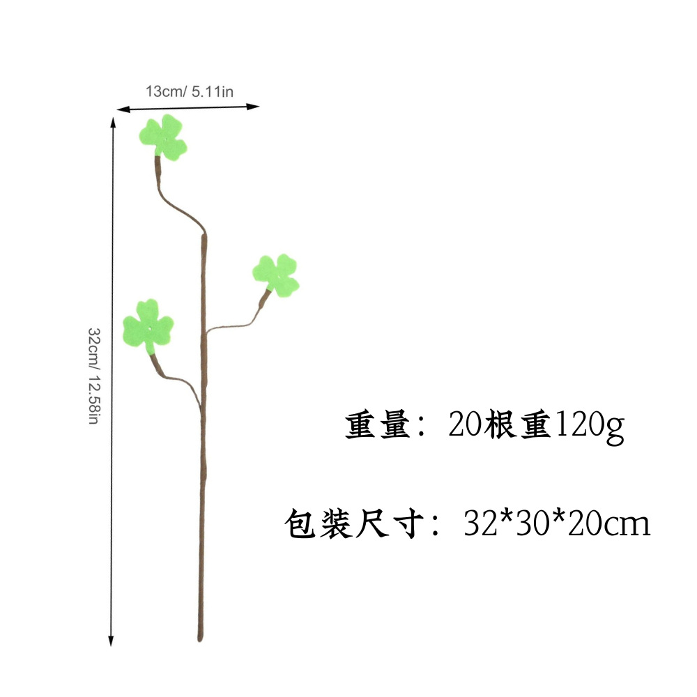 20 piezas de decoración del día de San Patricio artificial imitación de cuatro hojas fieltro fiestas irlandesas decoración