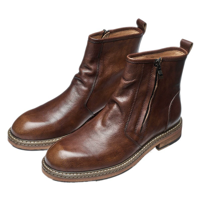 Ботинки Челси Мужские высокие британские винтажные ботильоны ручной работы из старой кожи Ботильоны из мягкой кожи Осенние Ботинки Martin со средним верхом