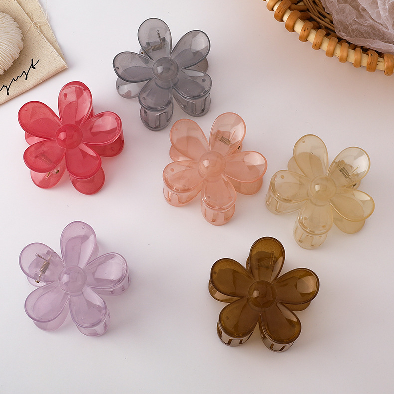 Korean Transparent Jelly Color Flower Hair Clip display picture 2