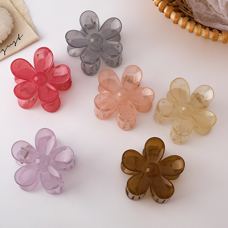 60g Weight Hair Claws Hair Accessories Type 1 Piece Quantity Holiday Occasion Arylic Material Plumeria Pattern Women'S Gender Transparent Design Sweet Style Coffee, Grey&Pink, Grey, Purple, Red, Yellow Color Sweet Women'S Plumeria Arylic Transparent Hair Claws 1