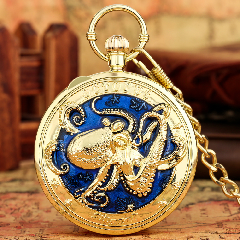 2023 New Creative Quartz Watch Music Sky City - Octopus Resin Pocket Watch Taobao Hot Selling Music Box