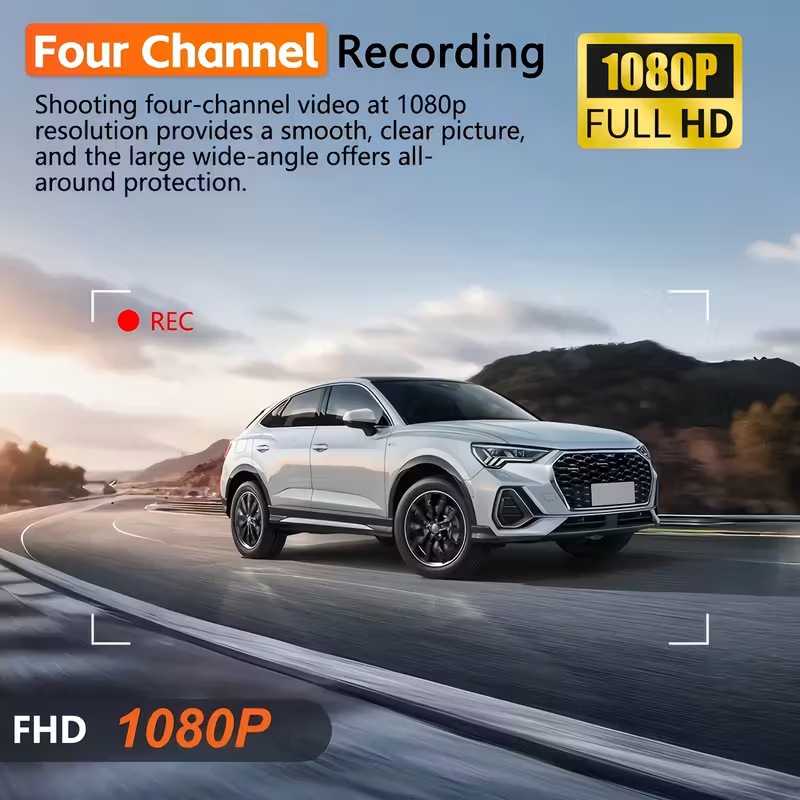 Four-Lens High-Definition Wifi Driving Recorder 360 ° Comprehensive Monitoring with Four Cameras Displaying and Recording Simultaneously 3.16