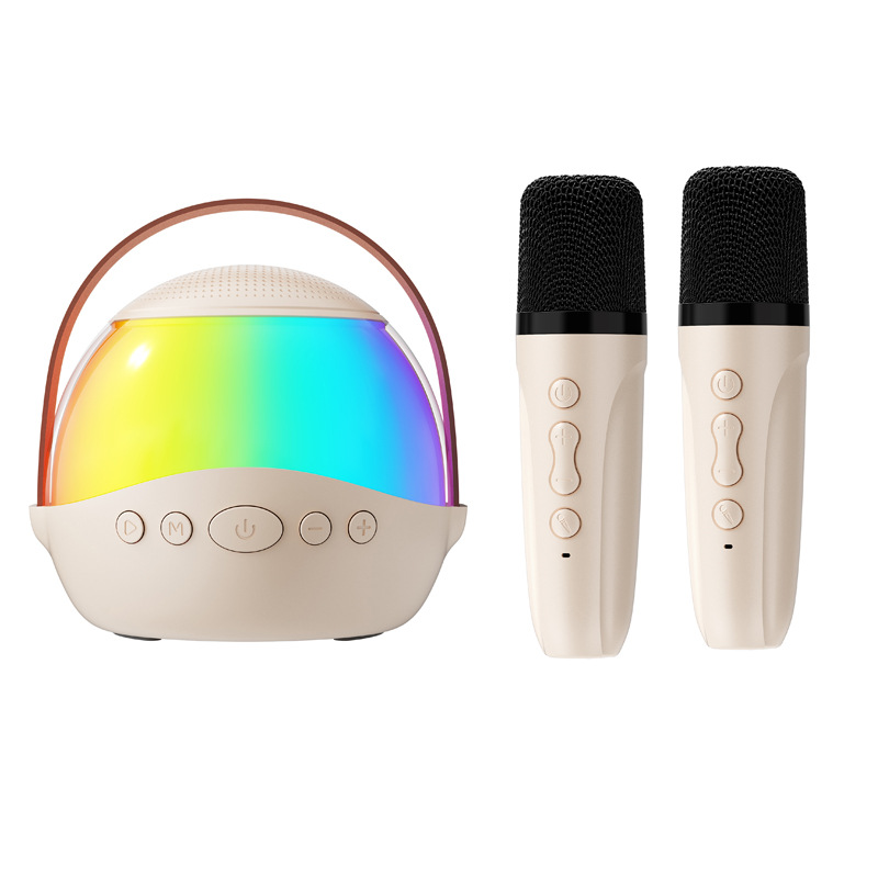 Nieuwe Bluetooth-luidspreker met dubbele microfoon, draagbaar voor thuis en bu buitenshuis, karaoke-microfoonluidspreker, draadloze microfoon in één apparaat._voghion.com