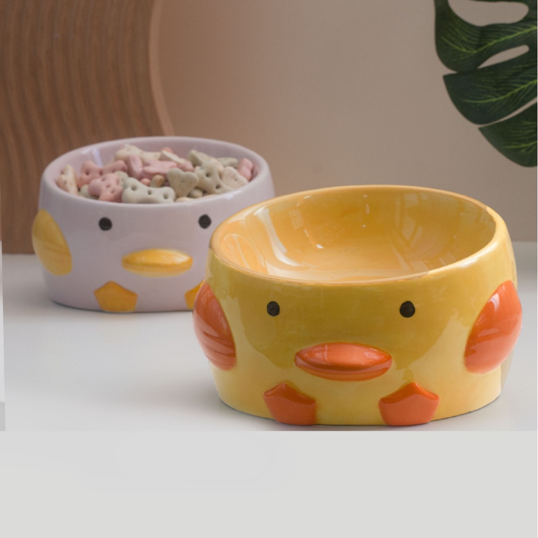 Cuenco de dibujos animados tazón de comida para gatos de cerámica lindo tazón resistente a las caídas utensilios para mascotas
