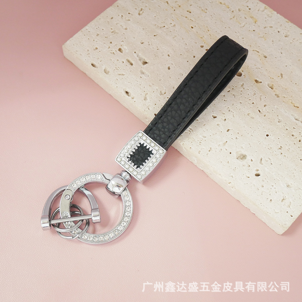 Nuevo anillo hebilla herradura hebilla brillante microfibra cuero coche llavero moda llavero cintura colgante regalo al por mayor