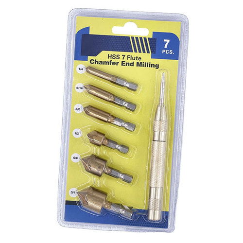 Hexagonal handle titanium-plated five-blade chamfering tool Woodworking chamfering knife Counterboring wood boring tool Five-blade chamfering tool