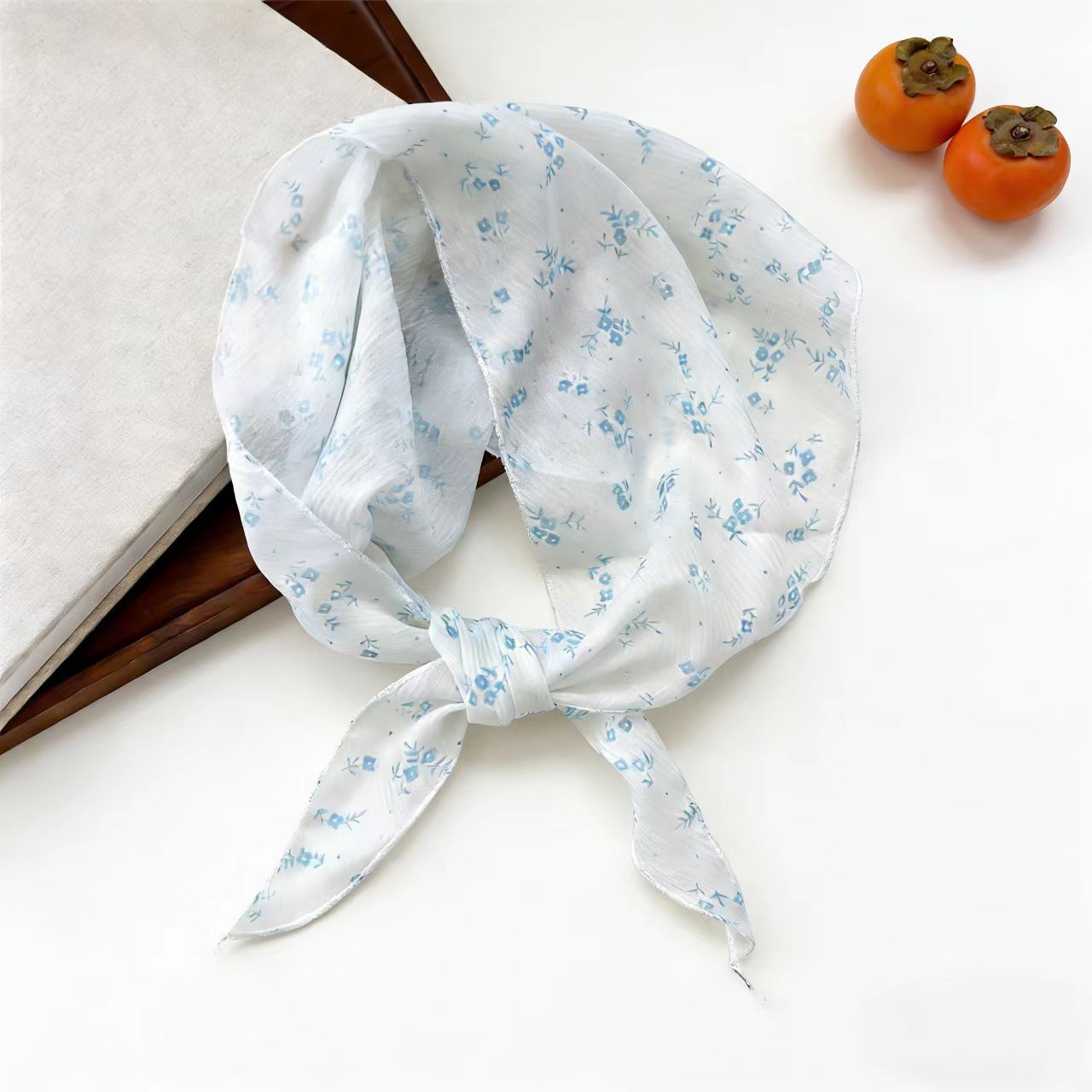 碎花轻薄款三角巾飘带少女韩系ins气质丝巾百搭围巾领巾发带丝带