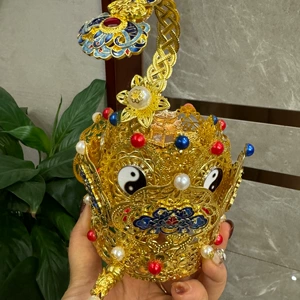 Даосская поставляет магические инструменты Lotus Crown Sanqing Crown Tai Chi Copper Lotus Crown Plus Brocade Box Crown Crown Crown