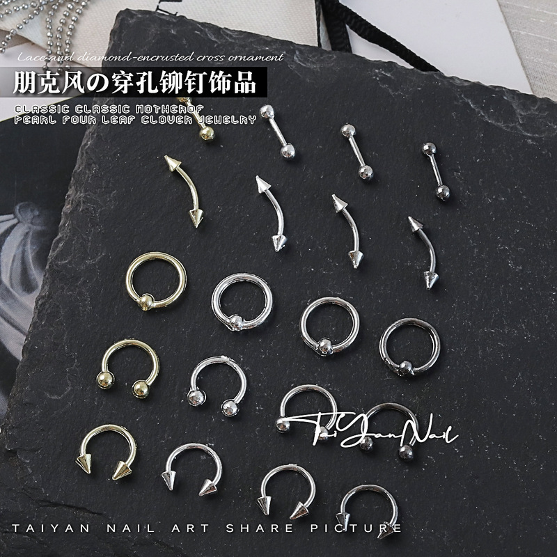 Cross-Border Popular Rivet Nail Jewelry Hot Girl Style Metal Punk Pierced Ring Nail Jewelry Accessories Wholesale