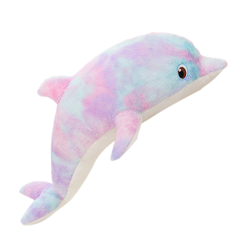 Simulación transfronteriza colorida muñeca de delfines serie Marina biológica teñido Arco Iris delfines almohada de juguete de peluche para las niñas