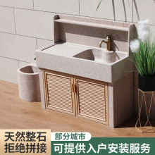户外室外洗手台天然石头水池大理石洗菜池庭院石材洗手盆户外水槽