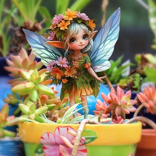 Cross-Border New Product Cute Green Fairy Flat Acrylic Cross-Border Garden Decoration Cute Elf New Floor Plug