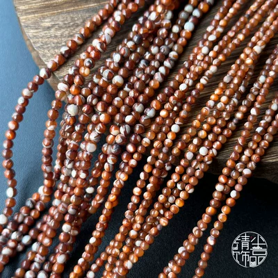 Natural red-brown horseshoe snail shell 3-4mm round beads, loose beads, spacer beads, DIY coffee-colored necklace jewelry materials and accessories (Zərgərlik ara hissələri)
