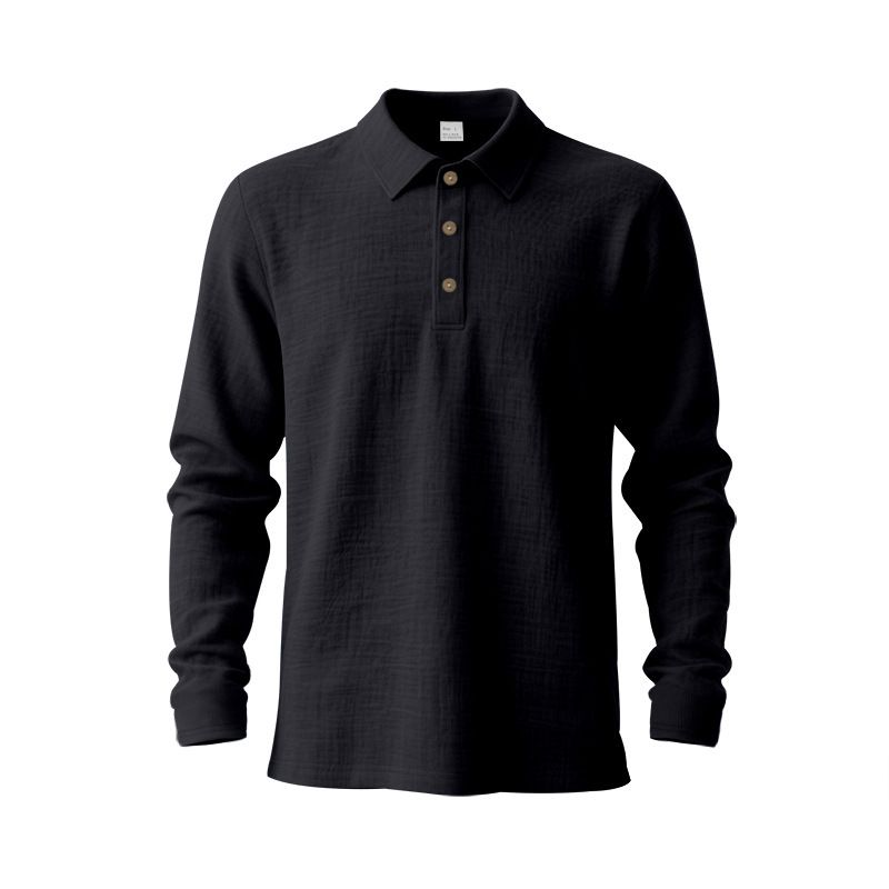Linen Men's Long Sleeve American Style Loose Fit Autumn New Arrival Heavyweight T-Shirt Light Mature_viptrois.com