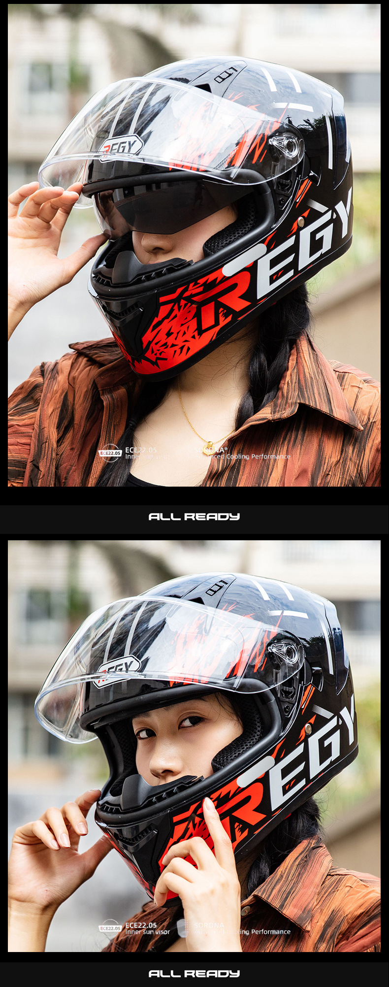 Motorcycle Helmet Full Helmet DOT/3C Certification New National Standard Class A Male and Female Double Lens Electric Vehicle Full Helmet