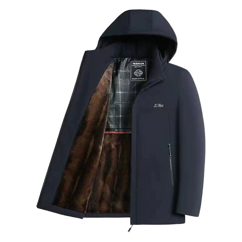 Мужская одежда для папы на хлопковой подкладке, деловая бархатная зимняя теплая утепленная куртка с длинными рукавами для поддержания холода